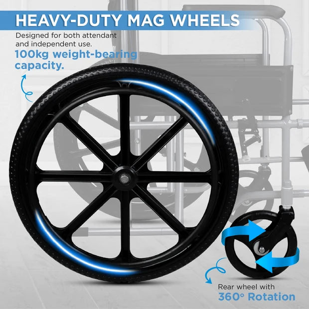 Vissco Model Premium Foldable Wheelchair with Hand Brake
Lightweight Portable Wheelchair with Detachable Footrests