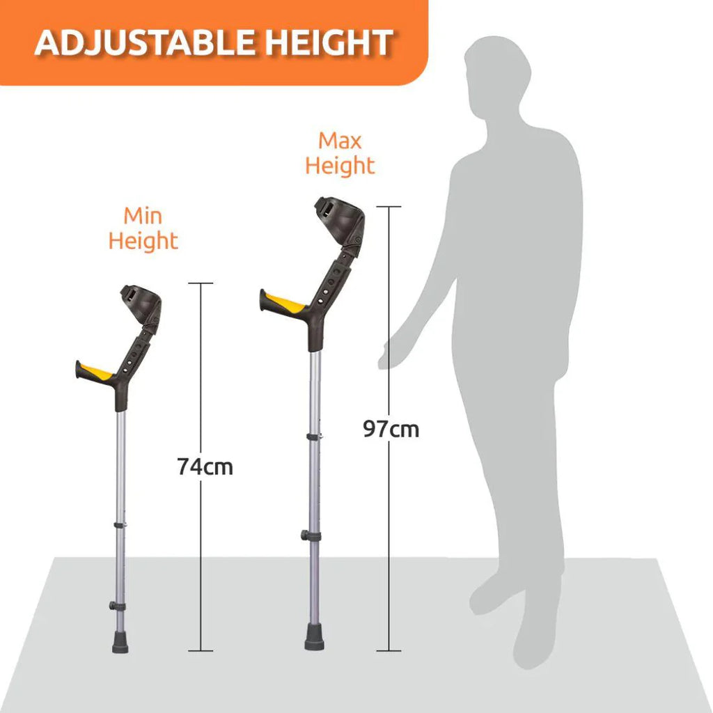 Adjustable Elbow Crutch with Movable Arm Cuff | Lightweight Aluminium Forearm Crutch
