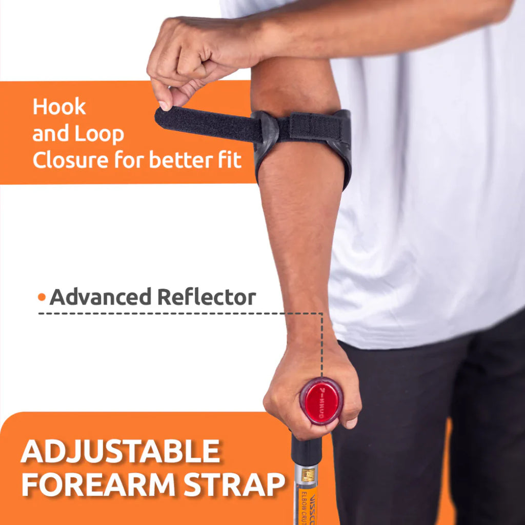 Adjustable Elbow Crutch with Movable Arm Cuff | Lightweight Aluminium Forearm Crutch