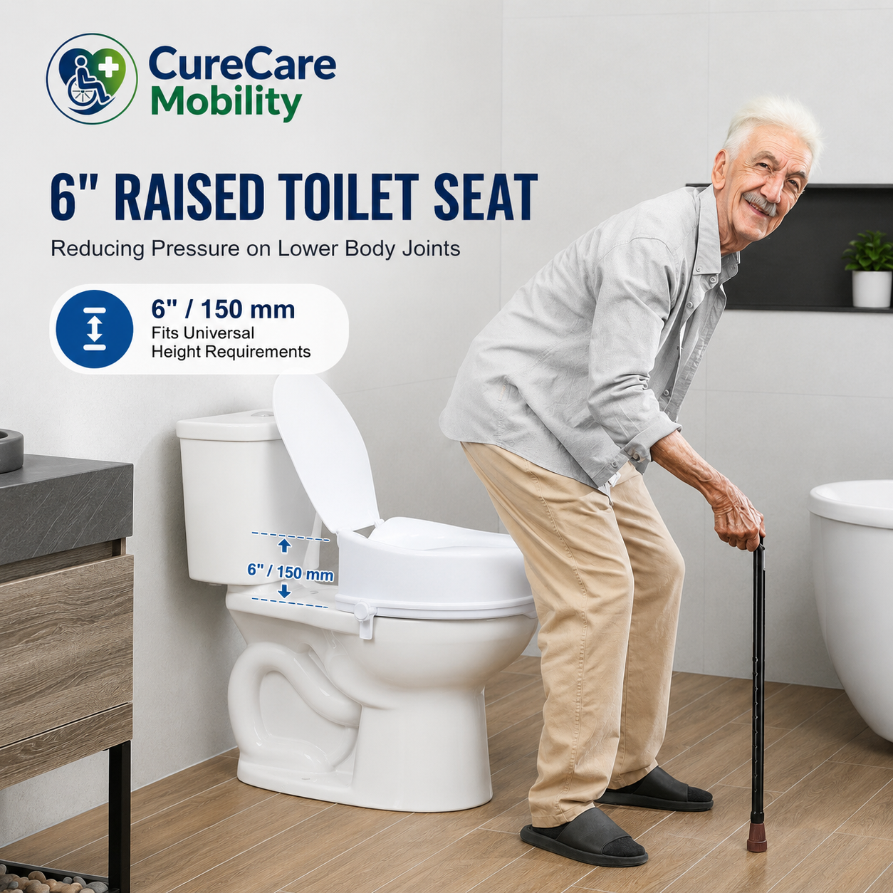 Commode Seat Riser for Western Style Toilet