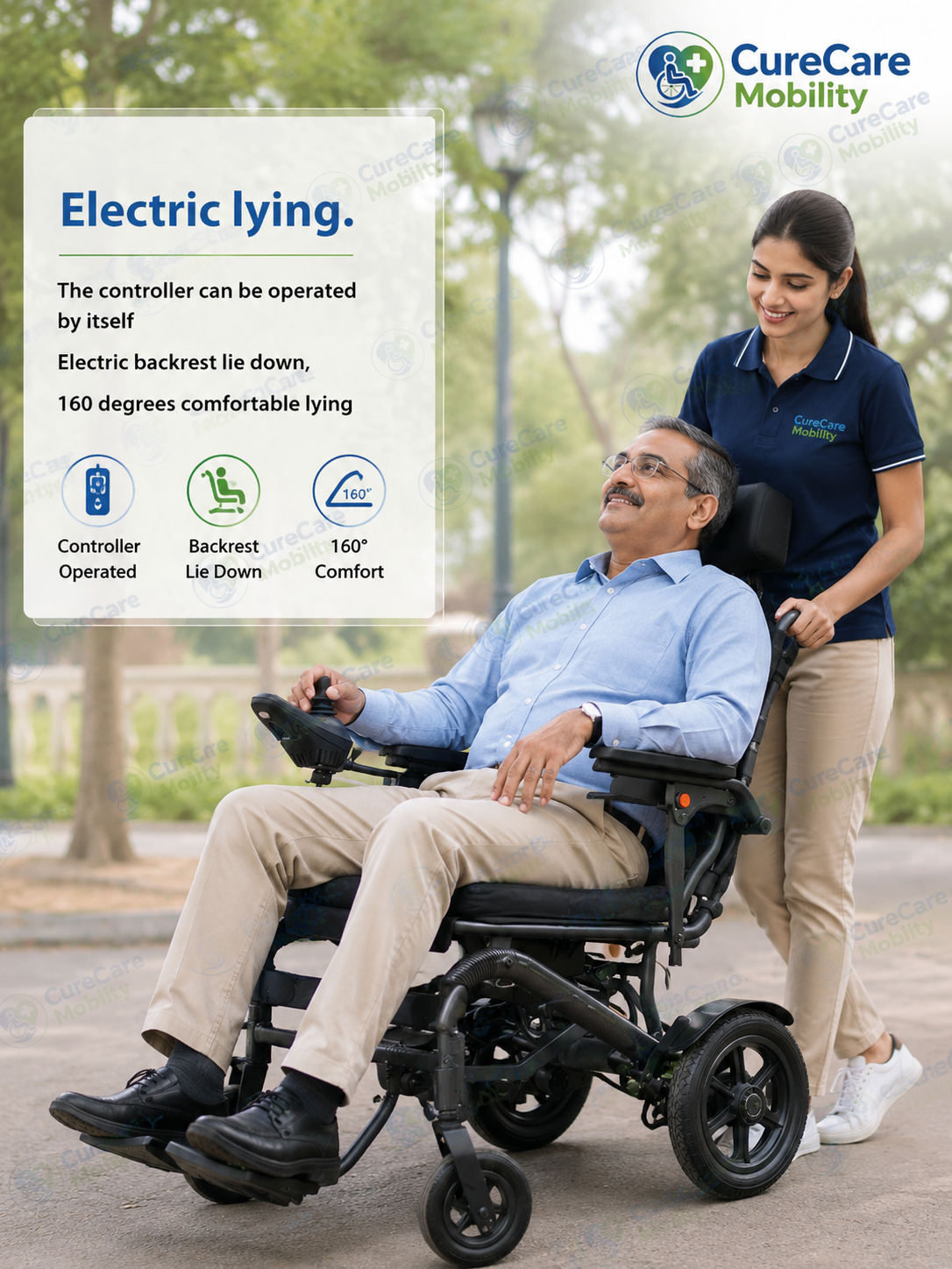 All-Terrain Folding Reclining Electric WheelchairAluminium Frame | 10" Rear Wheels | 120kg Capacityolding Reclining Electric Wheelchair with Detachable Battery