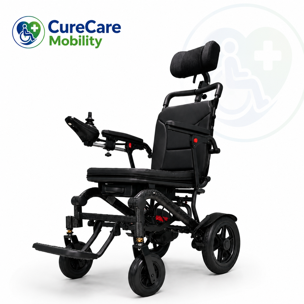 All-Terrain Folding Reclining Electric WheelchairAluminium Frame | 10" Rear Wheels | 120kg Capacityolding Reclining Electric Wheelchair with Detachable Battery