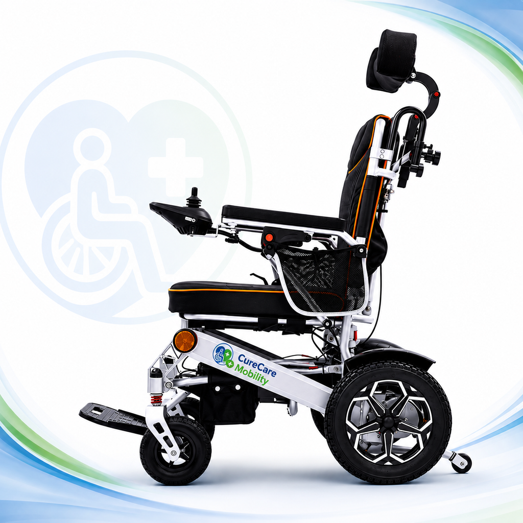 Travel Electric Wheelchair – Aluminium Frame Lithium Battery Foldable Trolley Type