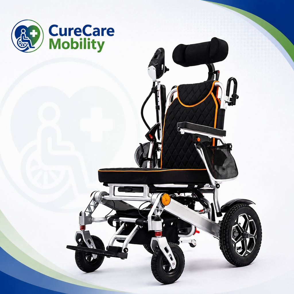 Travel Electric Wheelchair – Aluminium Frame Lithium Battery Foldable Trolley Type
