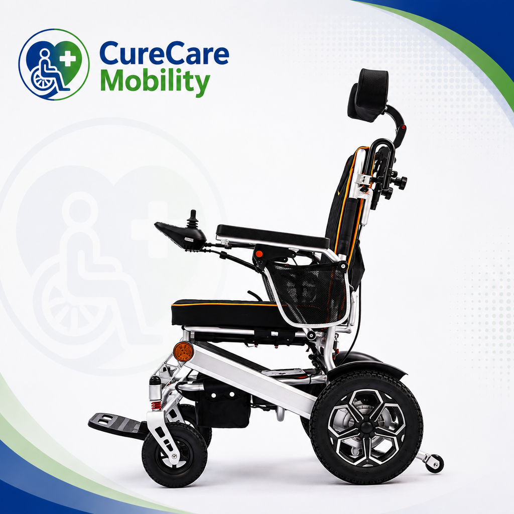 Travel Electric Wheelchair – Aluminium Frame Lithium Battery Foldable Trolley Type