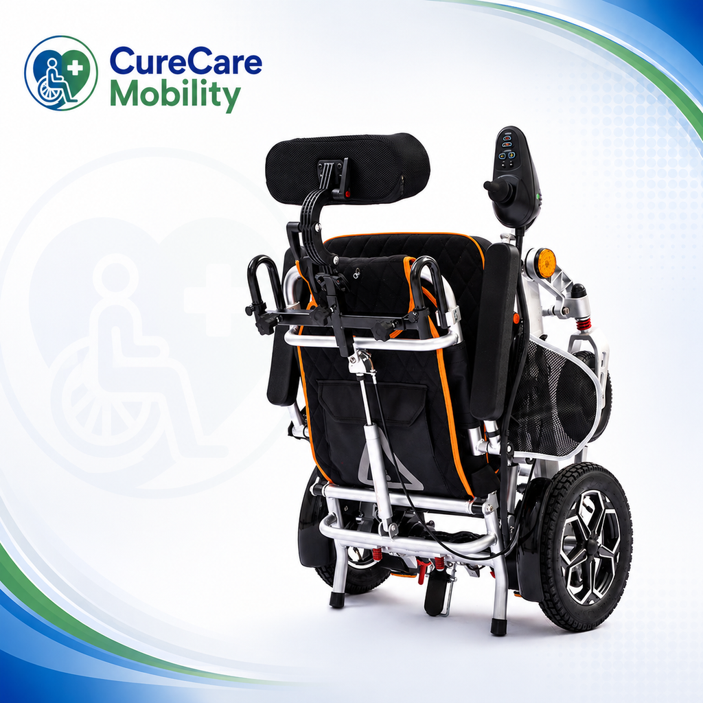 Travel Electric Wheelchair – Aluminium Frame Lithium Battery Foldable Trolley Type
