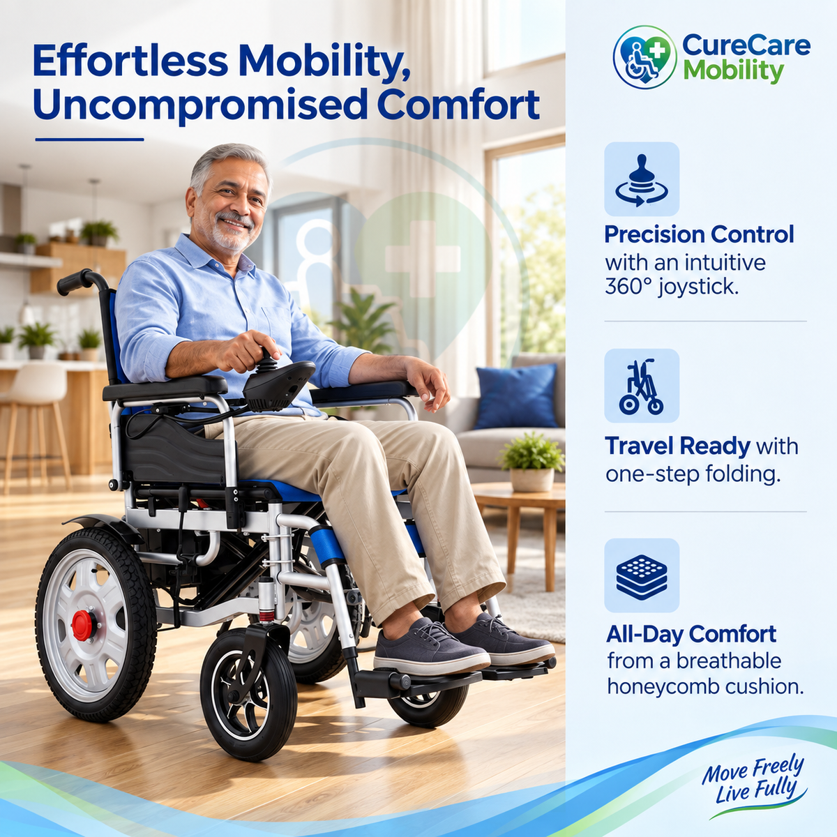 Foldable Electric Wheelchair – Lightweight Motorised Power Wheelchair