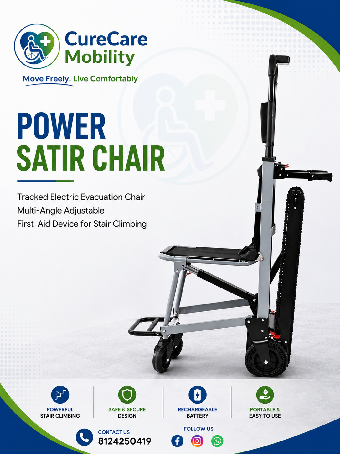 Tracked Multi-angle Adjustable Foldable Electric Evacuation Chair