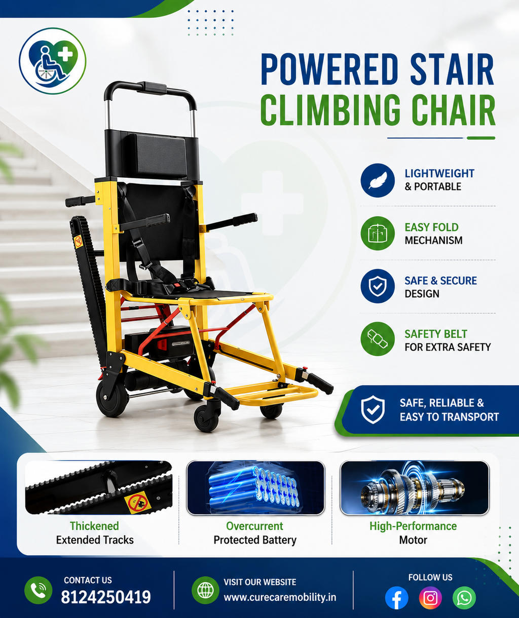 Electric Staircase Climbing Wheelchair - Foldable Battery Powered