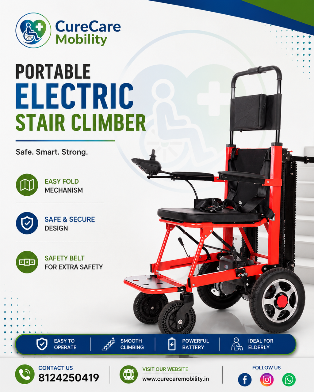 2 in 1 Staircase Lift Wheelchair cum Electric Wheelchair