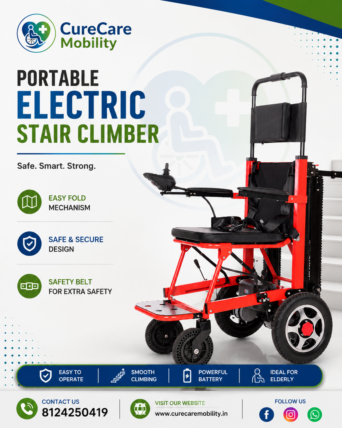 2 in 1 Staircase Lift Wheelchair cum Electric Wheelchair
