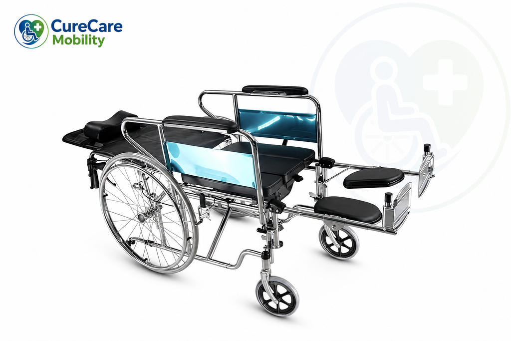 Reclining U Cut Commode Wheelchair
180° Reclining | U Cut Seat | Detachable Armrest & Legrest