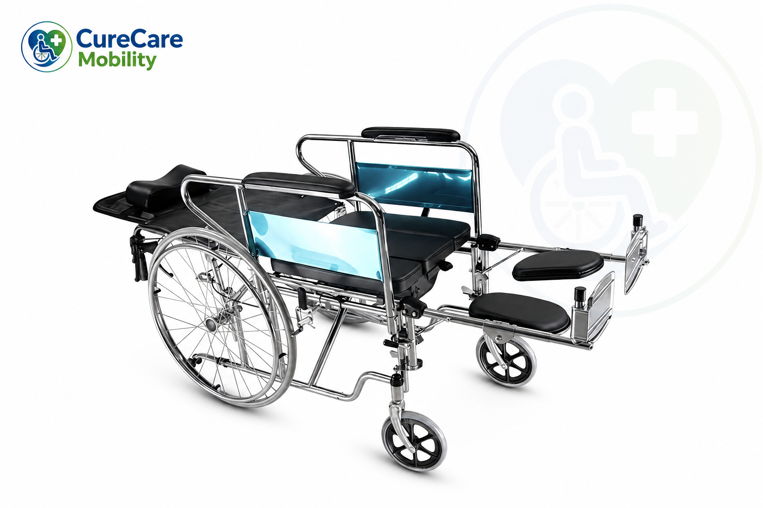 Reclining U Cut Commode Wheelchair
180° Reclining | U Cut Seat | Detachable Armrest & Legrest