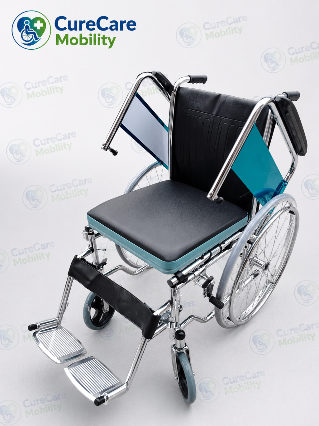 Foldable Commode Wheelchair with Flip-Up Armrest & Removable Commode Bucket