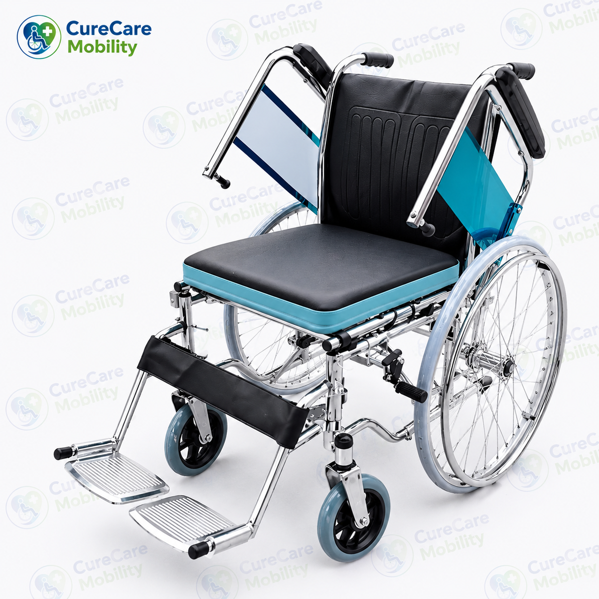 Foldable Commode Wheelchair with Flip-Up Armrest & Removable Commode Bucket