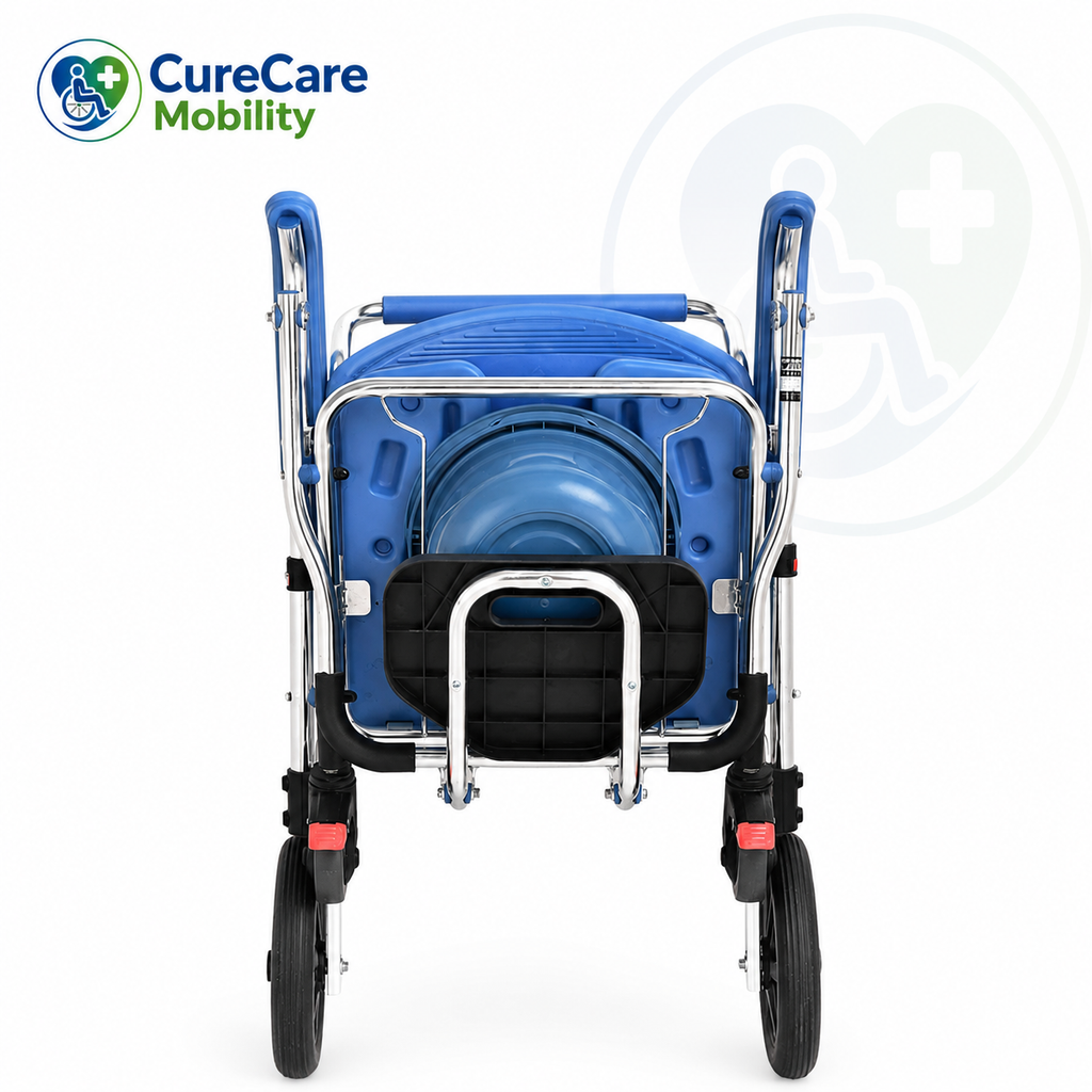 3 in 1 Foldable Aluminium Commode Wheelchair
Portable Shower Chair, Toilet Chair & Transport Wheelchair