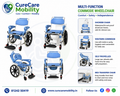 3 in 1 Self-Propelled Aluminium Commode Wheelchair
Foldable Shower Chair, Toilet Chair & Transport Wheelchair