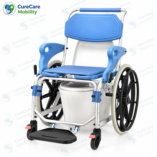 3 in 1 Self-Propelled Aluminium Commode Wheelchair
Foldable Shower Chair, Toilet Chair & Transport Wheelchair