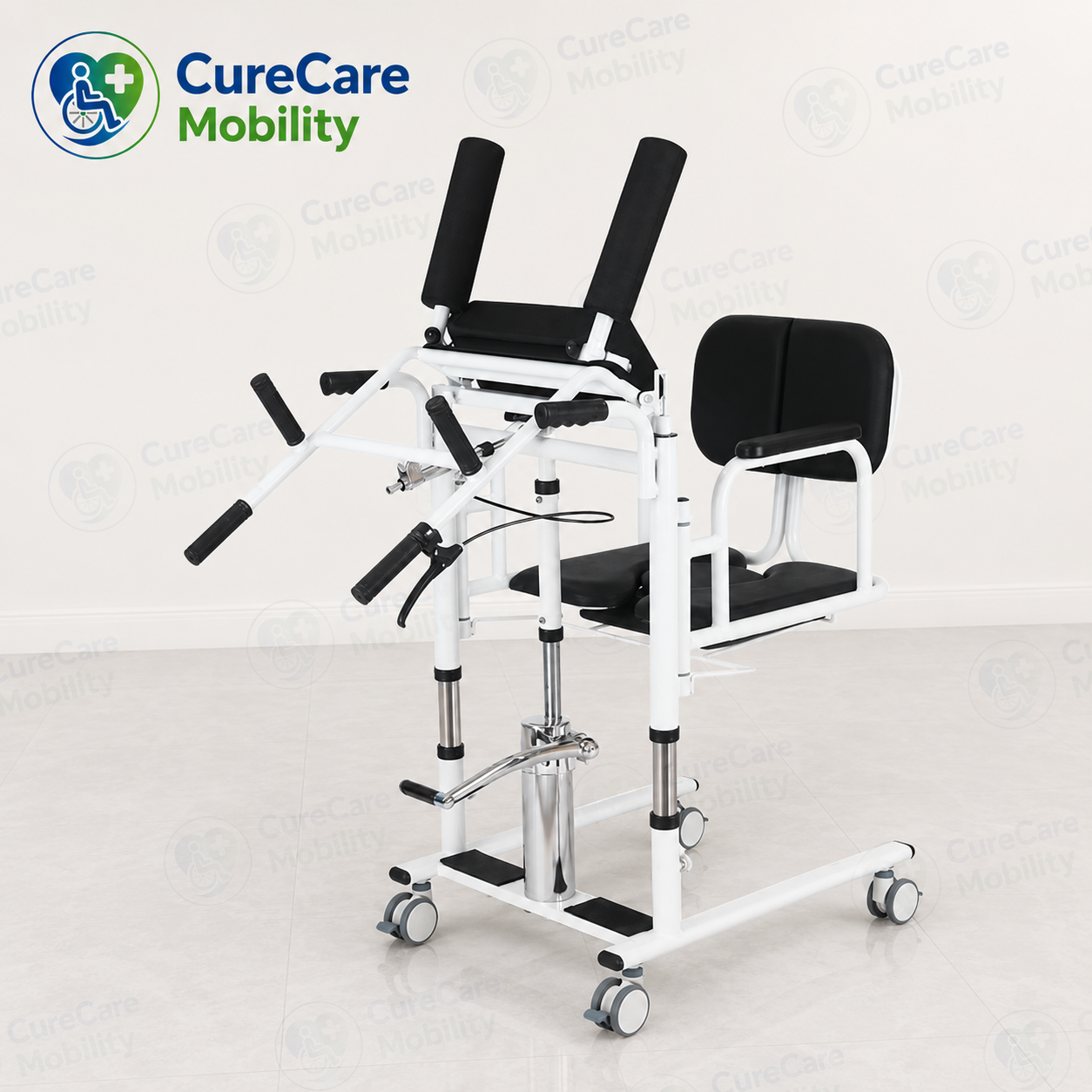 Hydraulic shoulder-support Stand Assist Patient Transfer Chair with Commode & Dining Tray