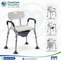 Shower & Commode Chair- Height Adjustable 
Portable Toilet Chair with Backrest | Anti-Slip Legs | 130kg Capacity