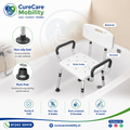Shower Chair with Backrest- Height Adjustable
Heavy Duty Bathroom Stool with Armrests | Anti-Slip Feet | 110kg Capacity