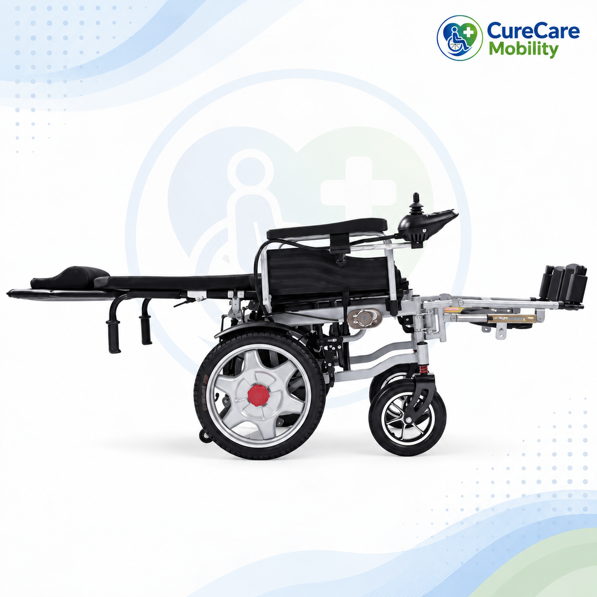 Reclining Electric Wheelchair with Adjustable Backrest & Leg Support