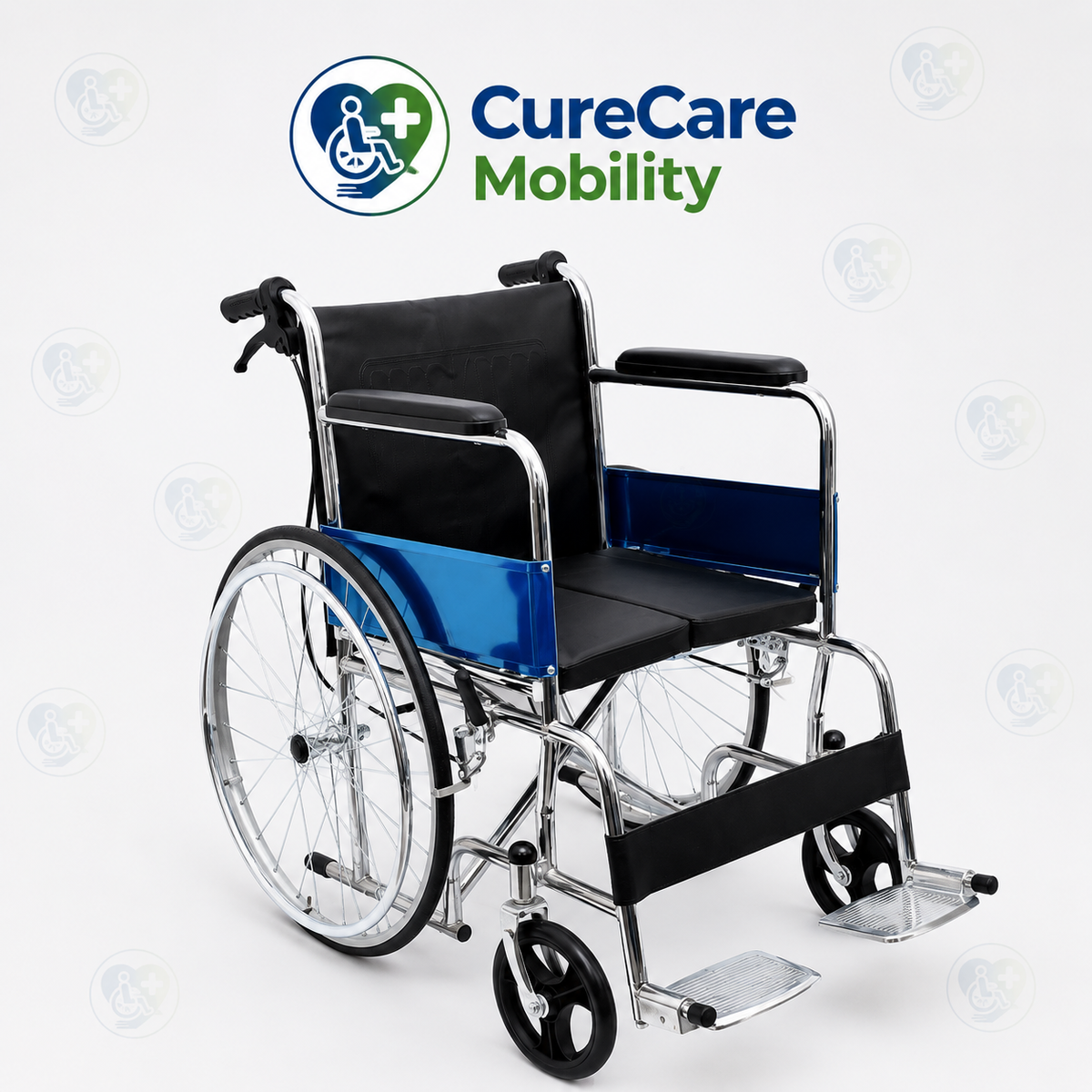 Cushion Seat Wheelchair with Attendant Brake Assist | Foldable Manual Wheelchair