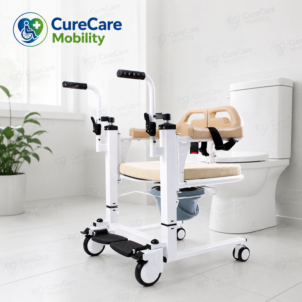 Patient Transfer Wheelchair - Hand Hydraulic with Commode