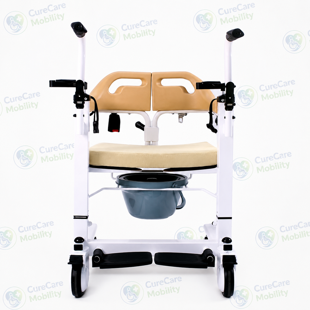 Patient Transfer Wheelchair - Hand Hydraulic with Commode