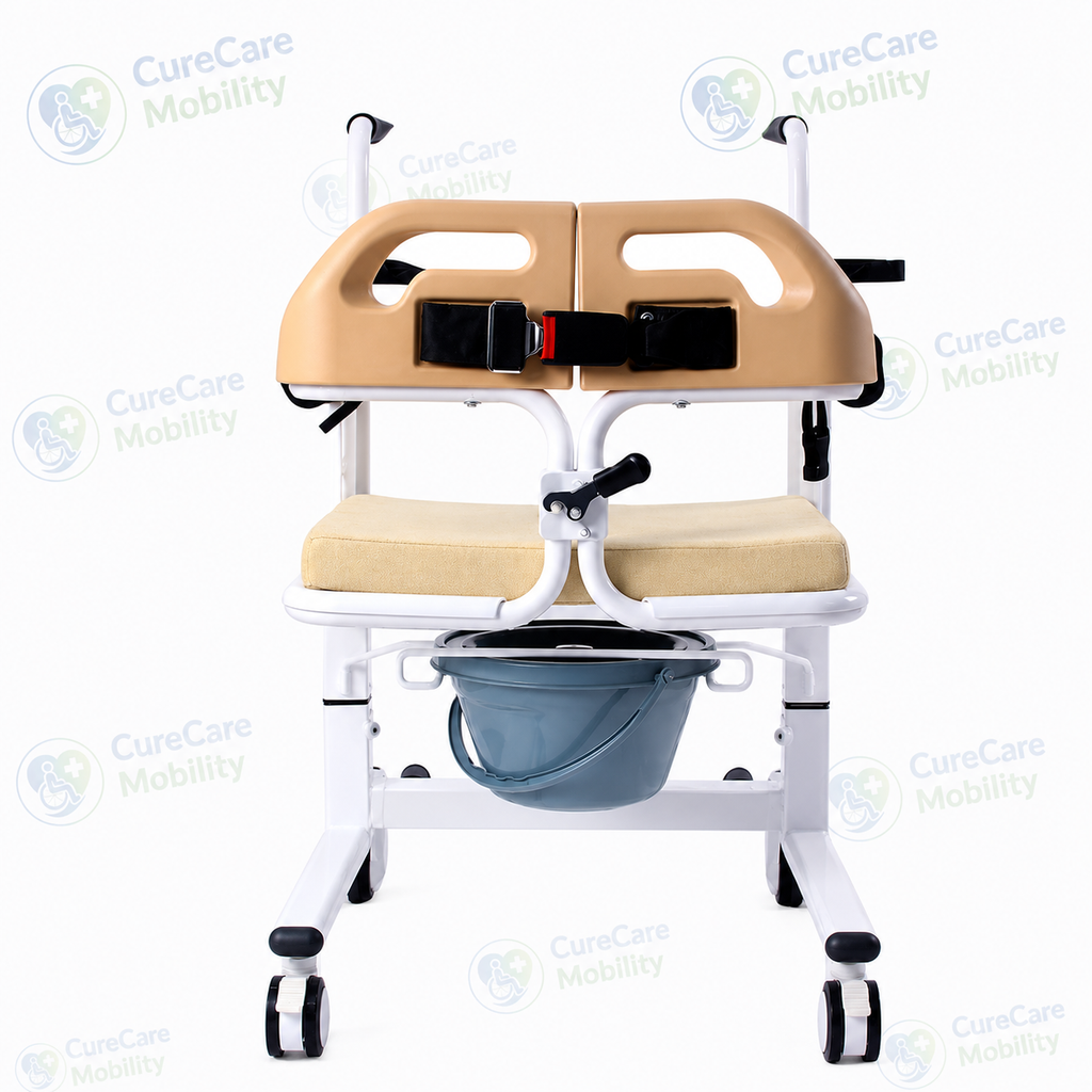 Patient Transfer Wheelchair - Hand Hydraulic with Commode