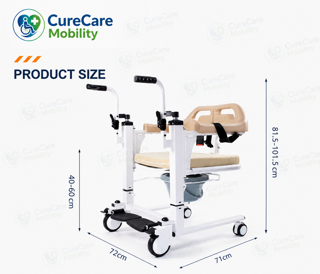 Patient Transfer Wheelchair - Hand Hydraulic with Commode