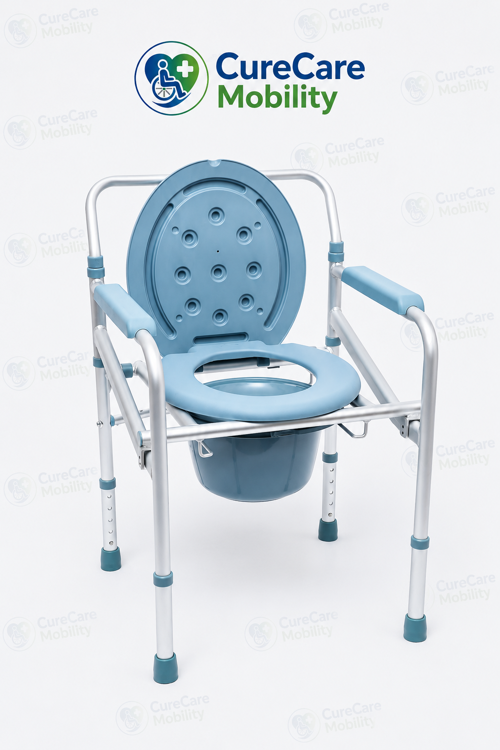 Height Adjustable Aluminium Foldable Commode Chair