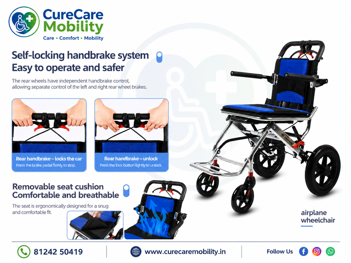 Ultra Lightweight Foldable Travel Wheelchair
Aluminium Frame | Airline Friendly | Portable Mobility Aid