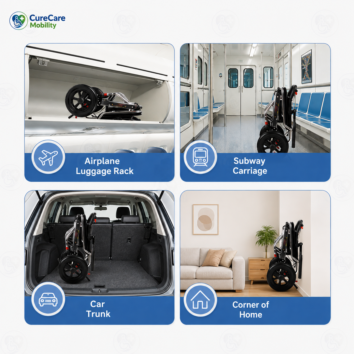 Portable Lightweight Aluminium Wheelchair with Breathable Seat Cushion | Foldable Manual Wheelchair