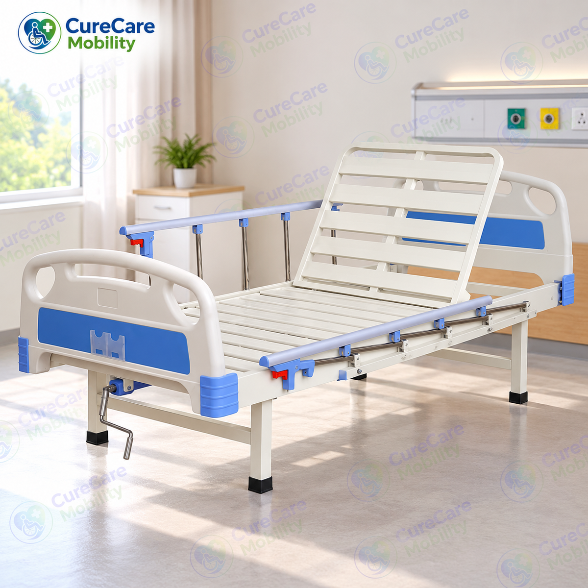 Premium Manual Semi Fowler Cot for Home & Hospital Use
Adjustable Backrest Cot with ABS Head & Foot Boards, Side Rails & IV Stand