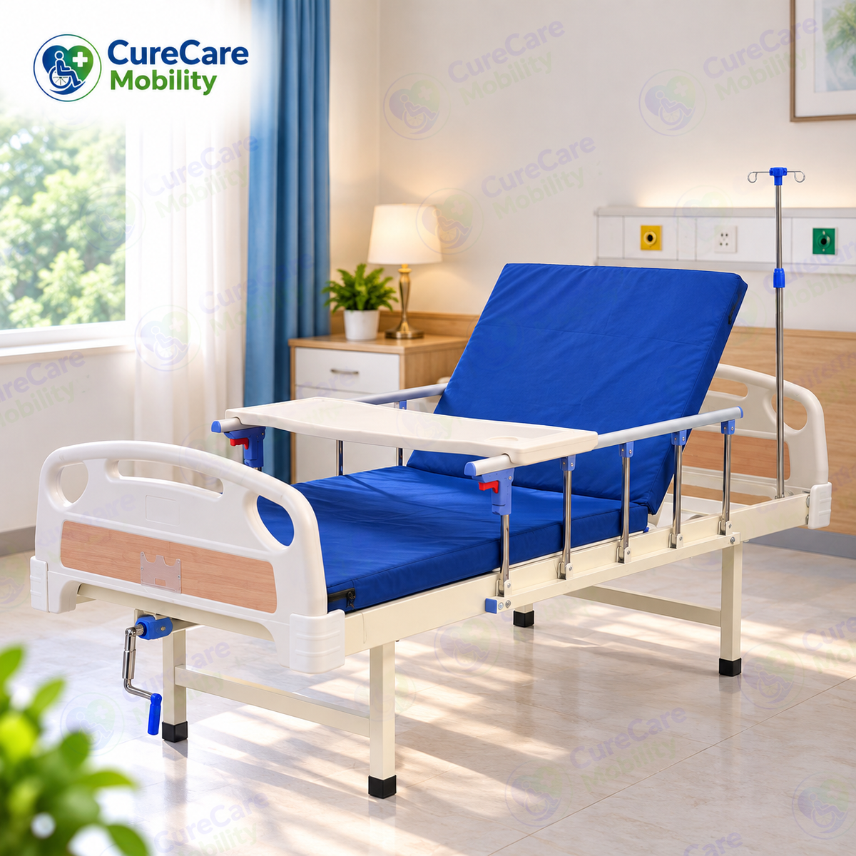 Premium Manual Semi Fowler Cot for Home & Hospital Use
Adjustable Backrest Cot with ABS Head & Foot Boards, Side Rails & IV Stand