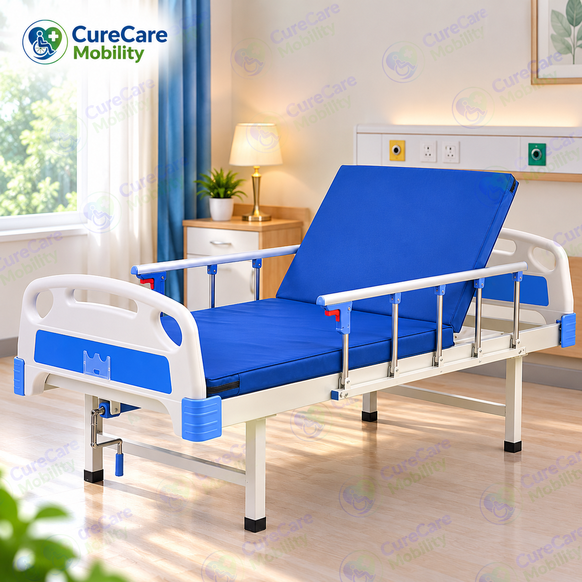 Premium Manual Semi Fowler Cot for Home & Hospital Use
Adjustable Backrest Cot with ABS Head & Foot Boards, Side Rails & IV Stand