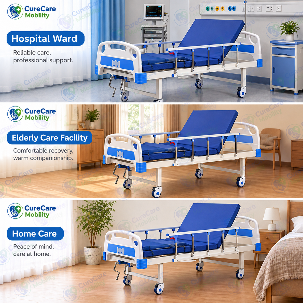 Premium Double Fowler Cot with Wheels for Home & Hospital Use