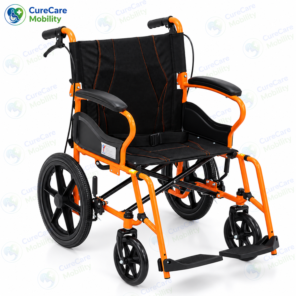 Premium Foldable Wheelchair With Attendant BrakeCompact Manual Wheelchair with Detachable Footrests