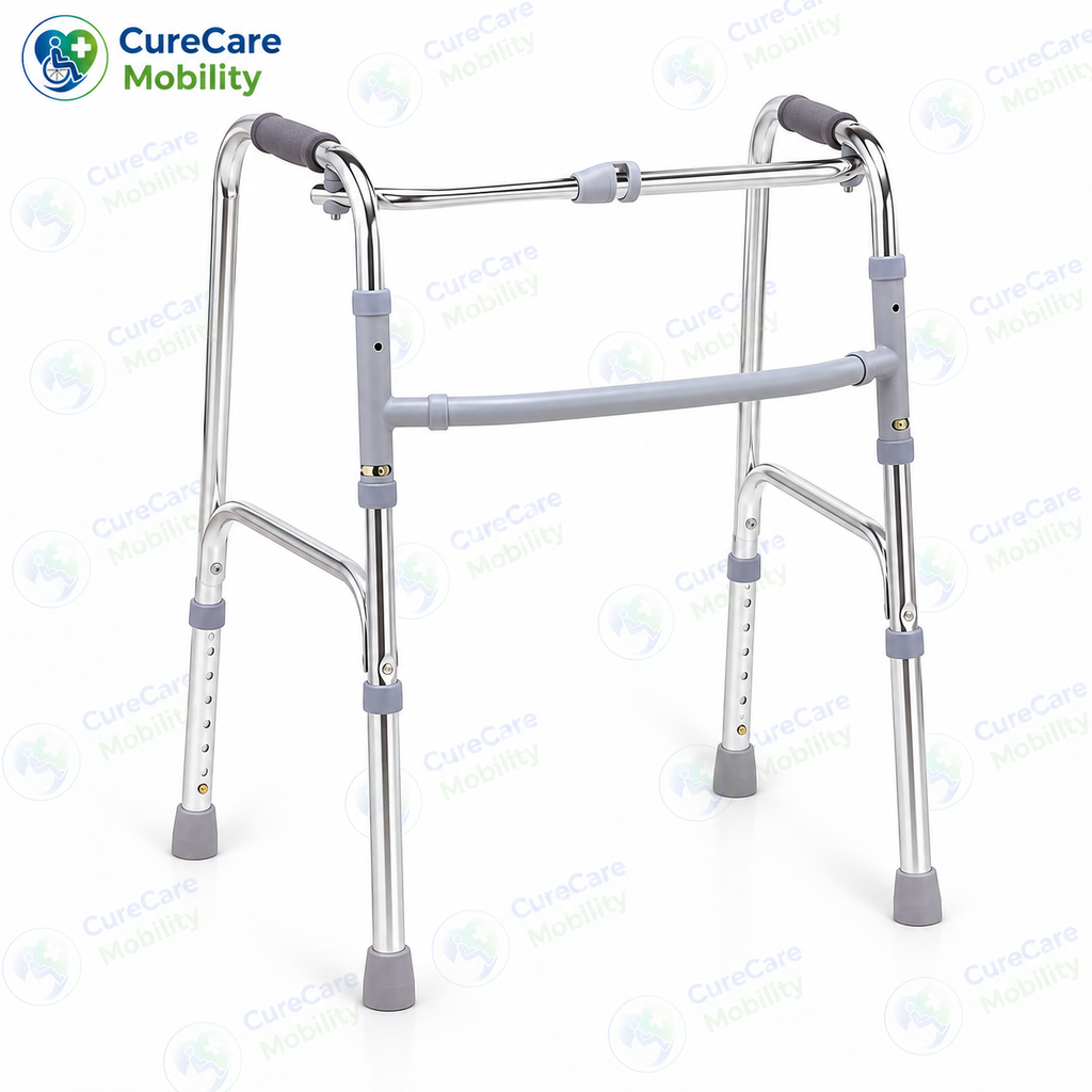 Lightweight Aluminium Frame & Foldable Walker with Height Adjustable, Reciprocating Walking Frame