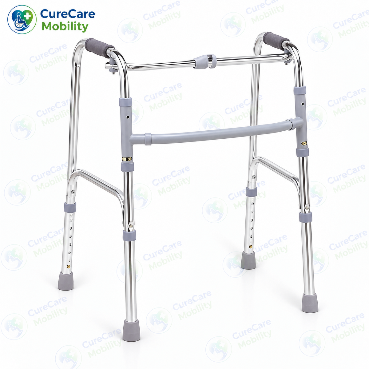 Lightweight Aluminium Frame & Foldable Walker with Height Adjustable, Reciprocating Walking Frame