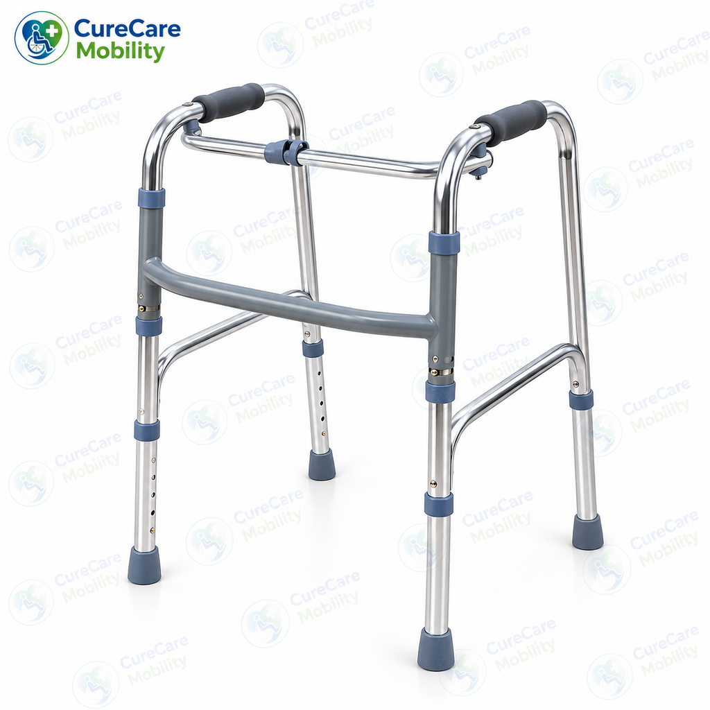 Lightweight Aluminium Frame & Foldable Walker with Height Adjustable, Reciprocating Walking Frame