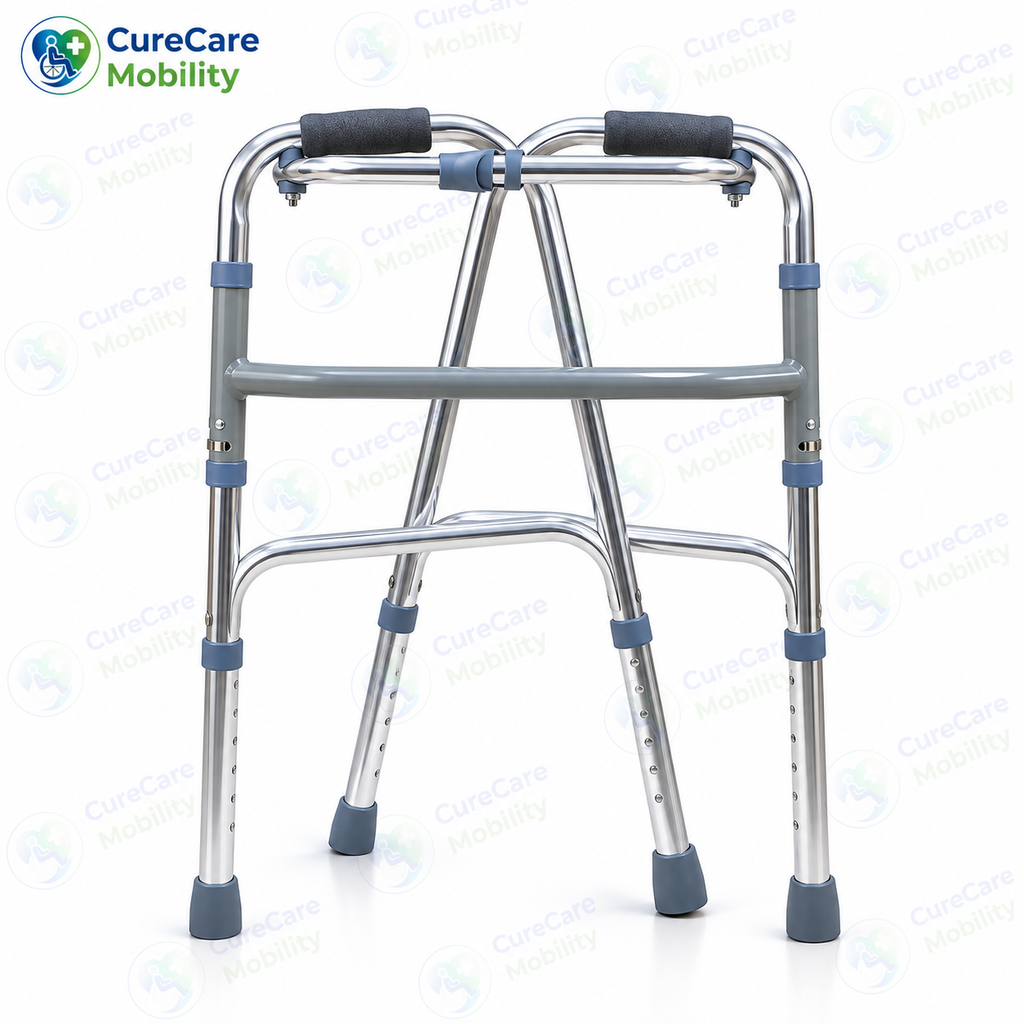 Lightweight Aluminium Frame & Foldable Walker with Height Adjustable, Reciprocating Walking Frame