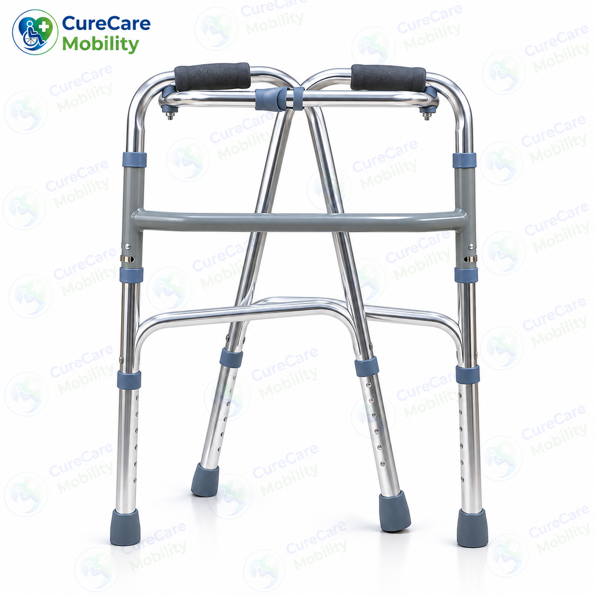 Lightweight Aluminium Frame & Foldable Walker with Height Adjustable, Reciprocating Walking Frame
