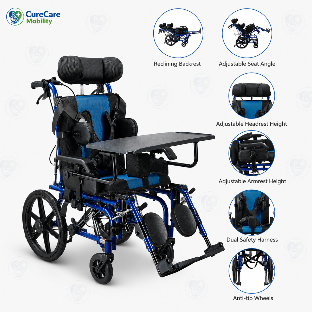 Cerebral Palsy Wheelchair with Recliner | Lightweight Aluminium Adjustable High Back Wheelchair