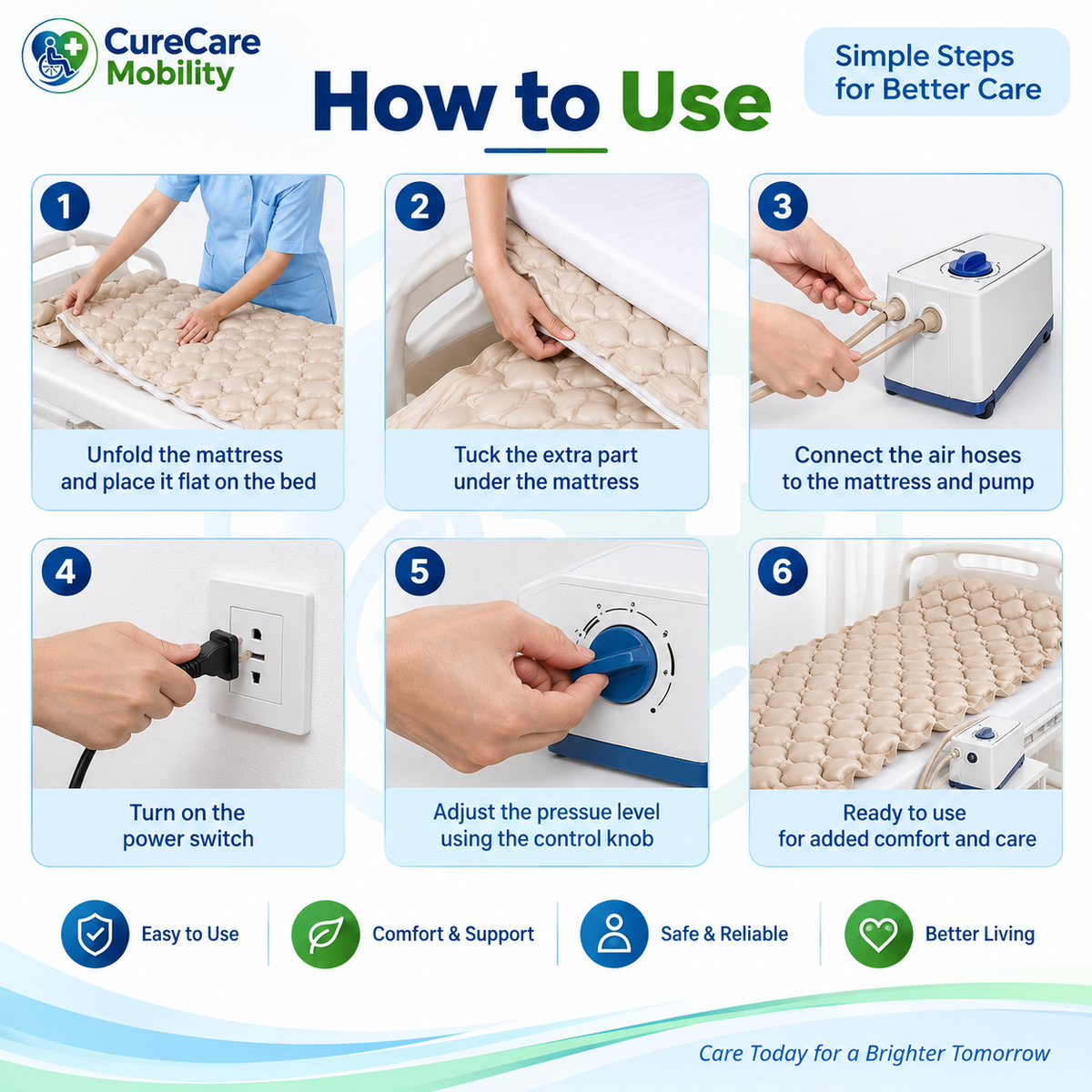 Anti Decubitus Bubble Air Mattress | Air Bed with Pump for Pressure Relief