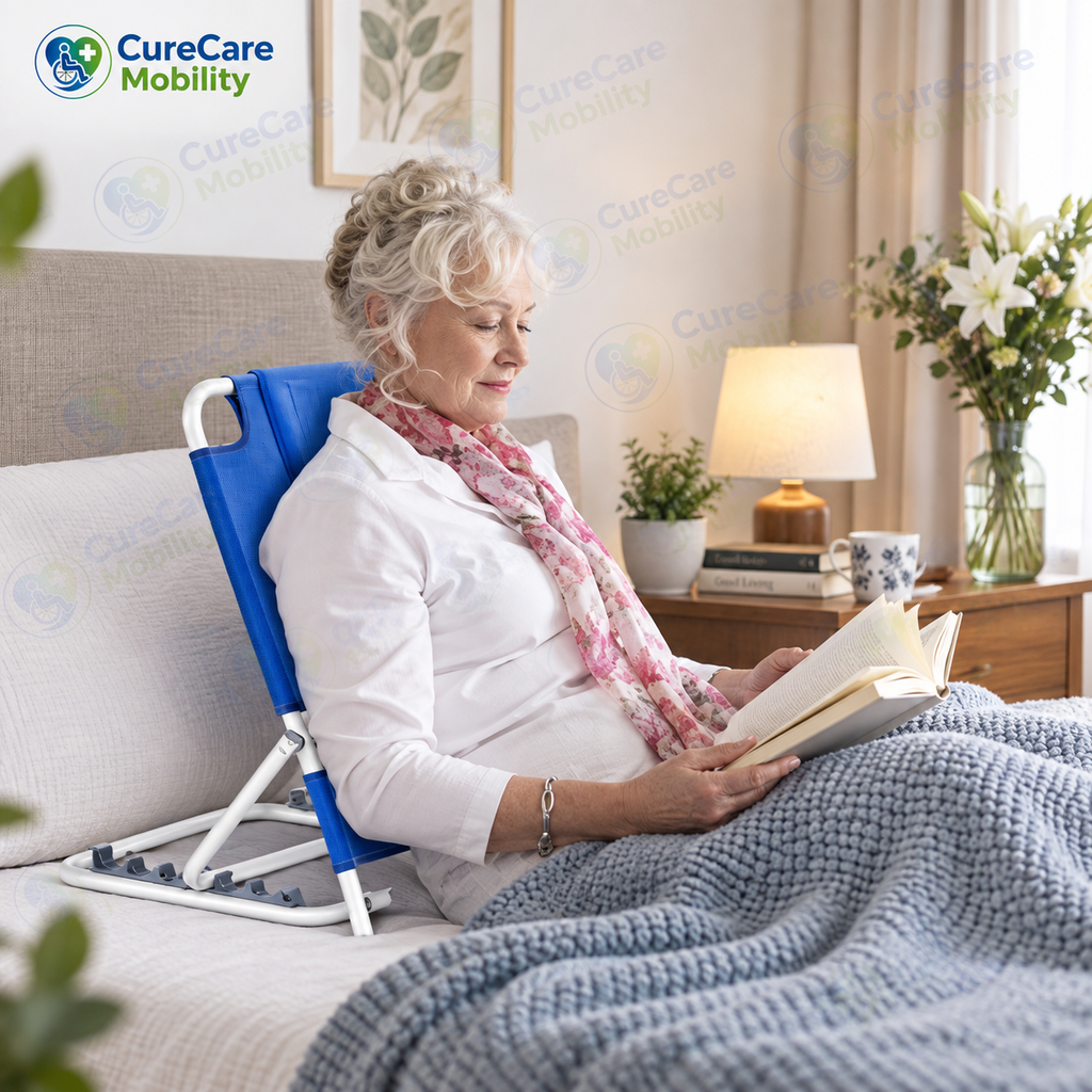 Adjustable Bed Backrest Support | Foldable Hospital Back Rest for Bed | Portable Reading & Sitting Support