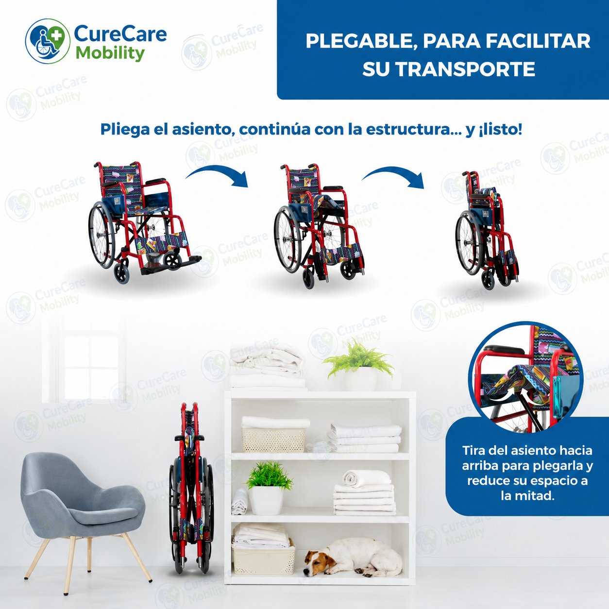 Children's Manual Wheelchair Red with Printed Upholstery