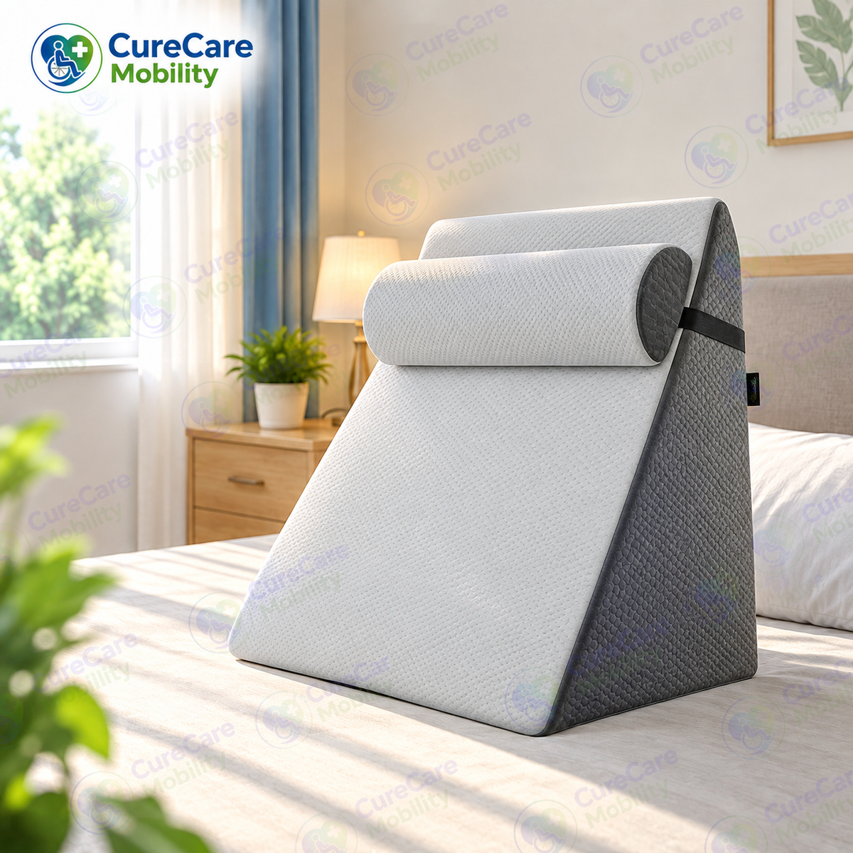 Wedge Cushion with Neck Support Pillow – Adjustable Back, Leg & Knee Support