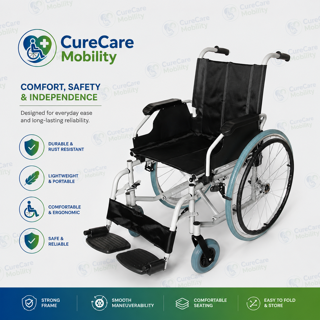 Lightweight Foldable Aluminium Wheelchair with Flip-Up Armrest & Detachable Footrest